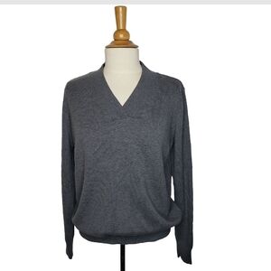 Ovis Cashmere Vneck Fine Knit Wool Sweater Minimalist Contemporary M